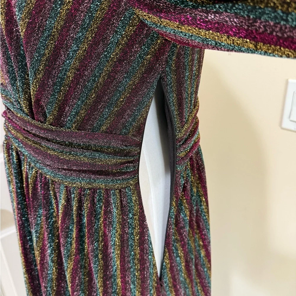 NWT Boden Metallic Burgundy Multi Stripe Long Sleeve Sweater Dress Size 10R - Picture 7 of 9